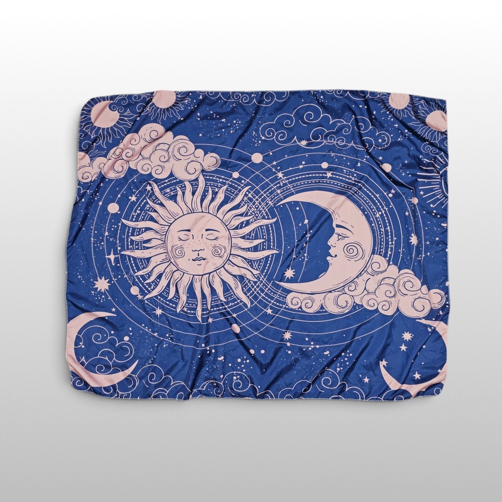Astrology Wall Tapestry Celestial Sun Moon Boho Navy Blue 37x29 Witchy Decor